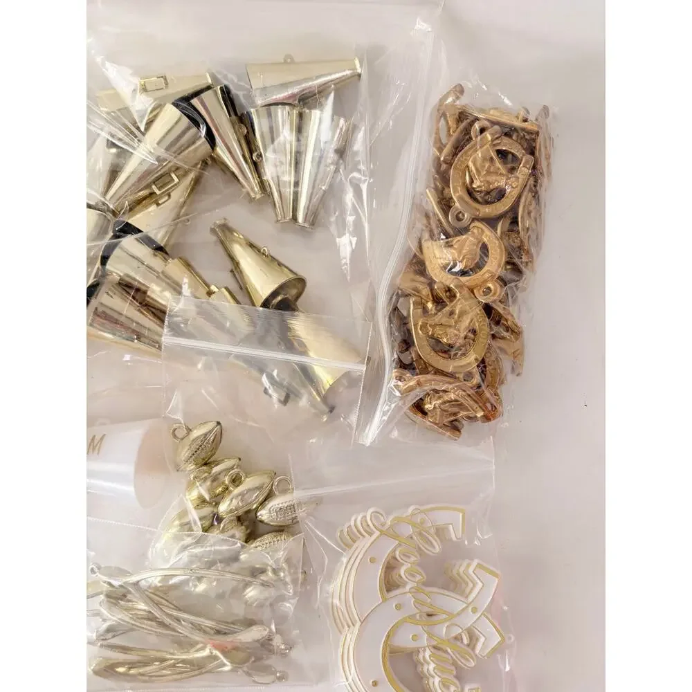 Craft Lot Gold Homecoming Mum Charms Football Stars Megaphones helmets horseshoe